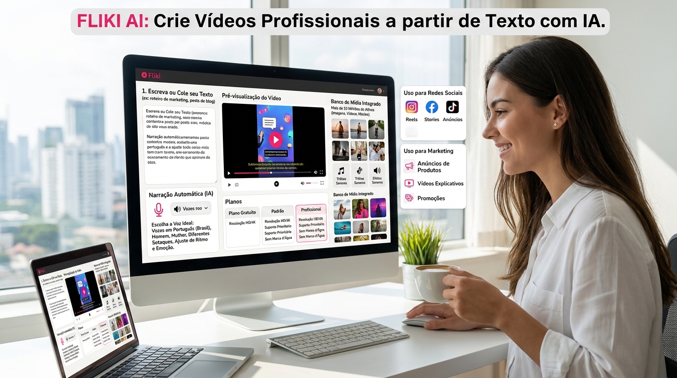 Infográfico Fliki AI, do texto ao vídeo