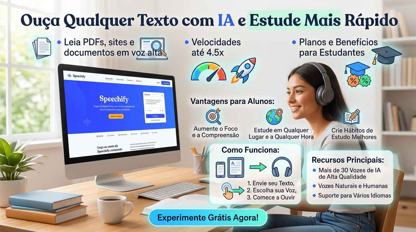 Infográfico Speechify, planos e comparativo