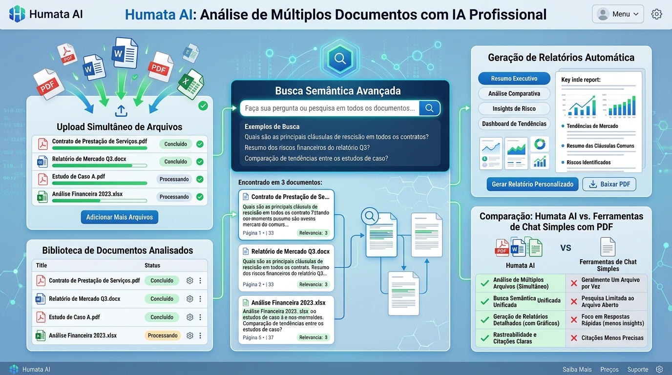 Infográfico Humata AI, análise multi-documento