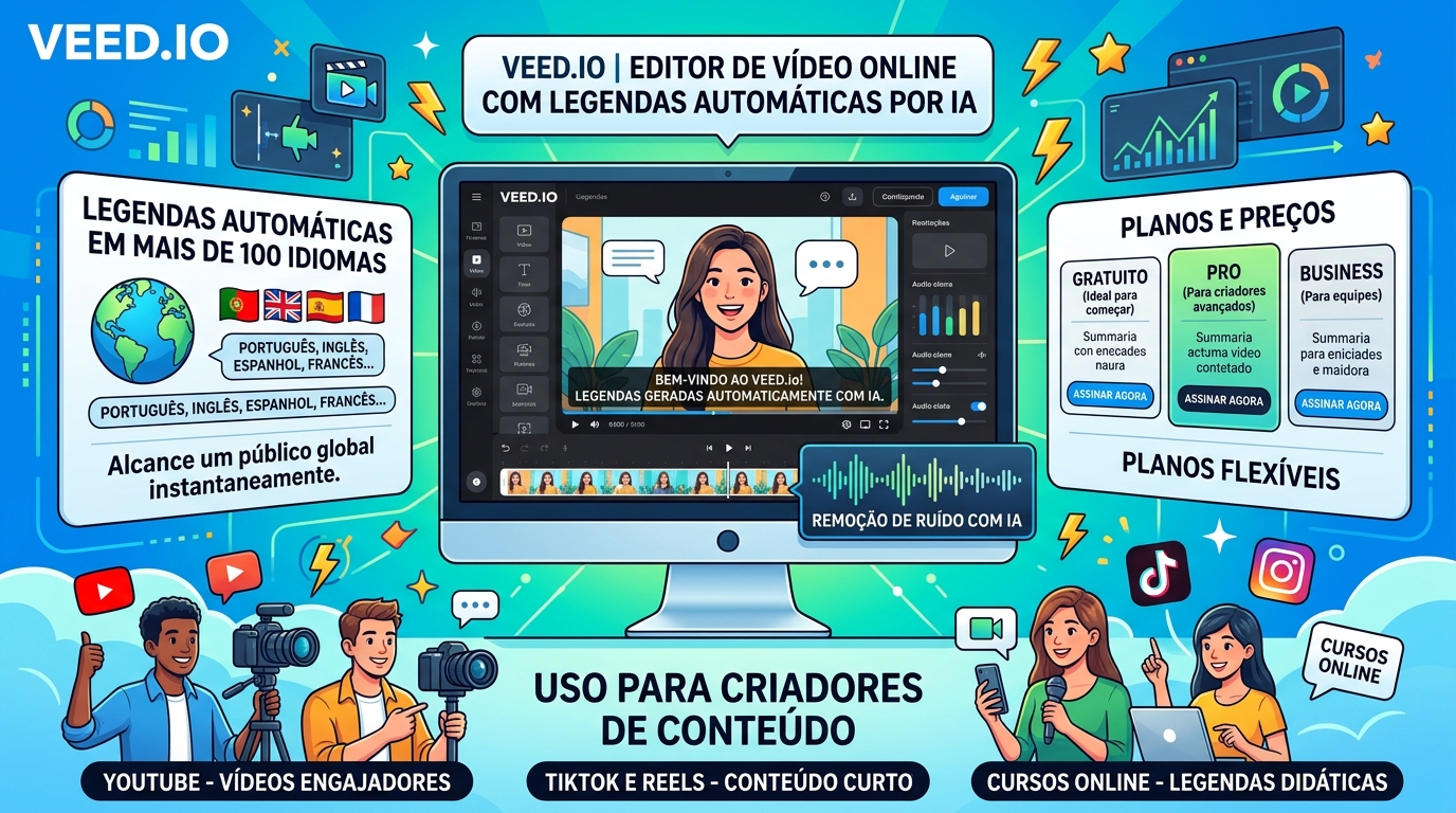 Infográfico VEED.io, legendas automáticas