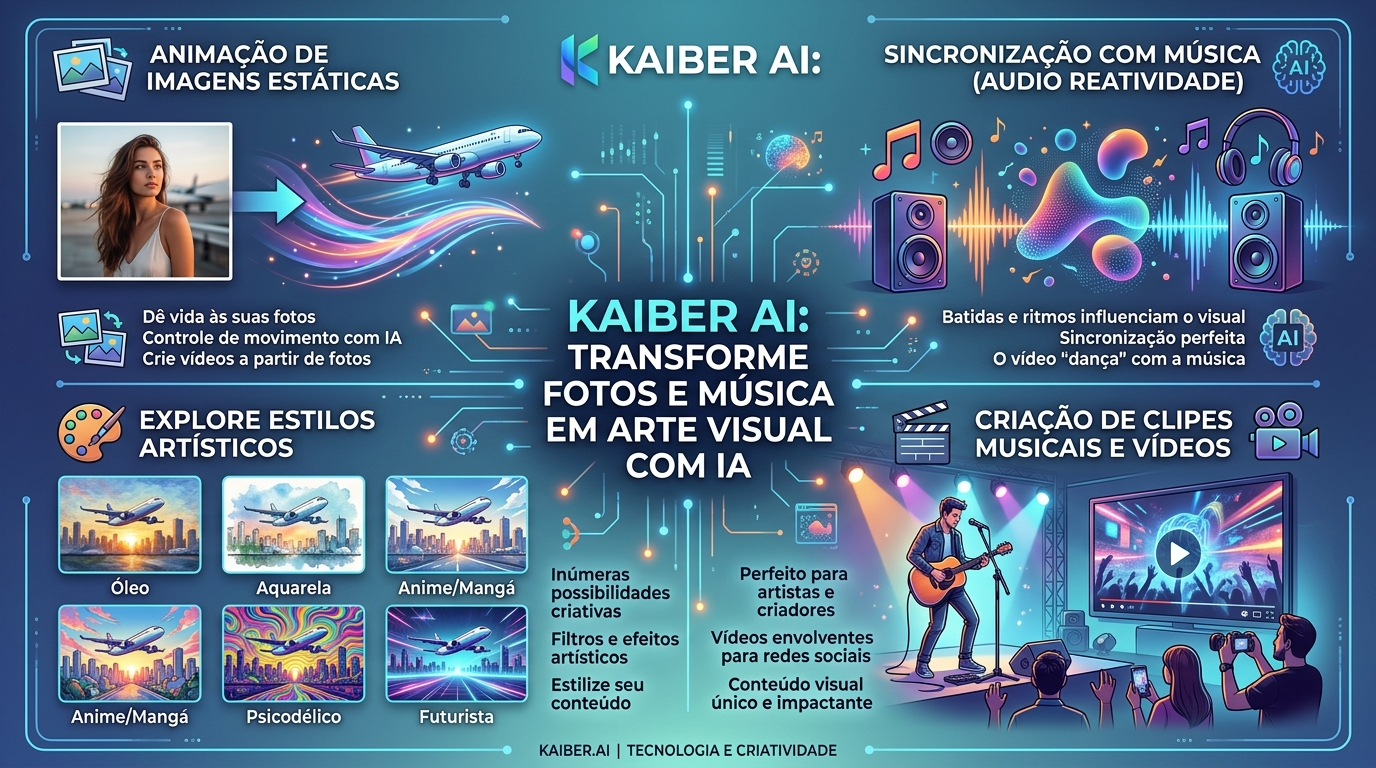 Infográfico Kaiber AI, planos e comparativo