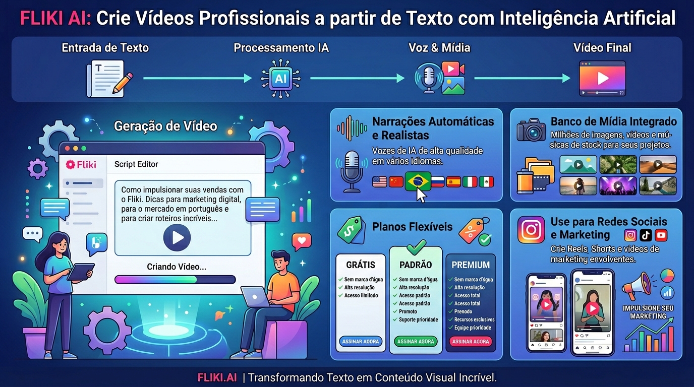 Infográfico Fliki AI, planos e preços