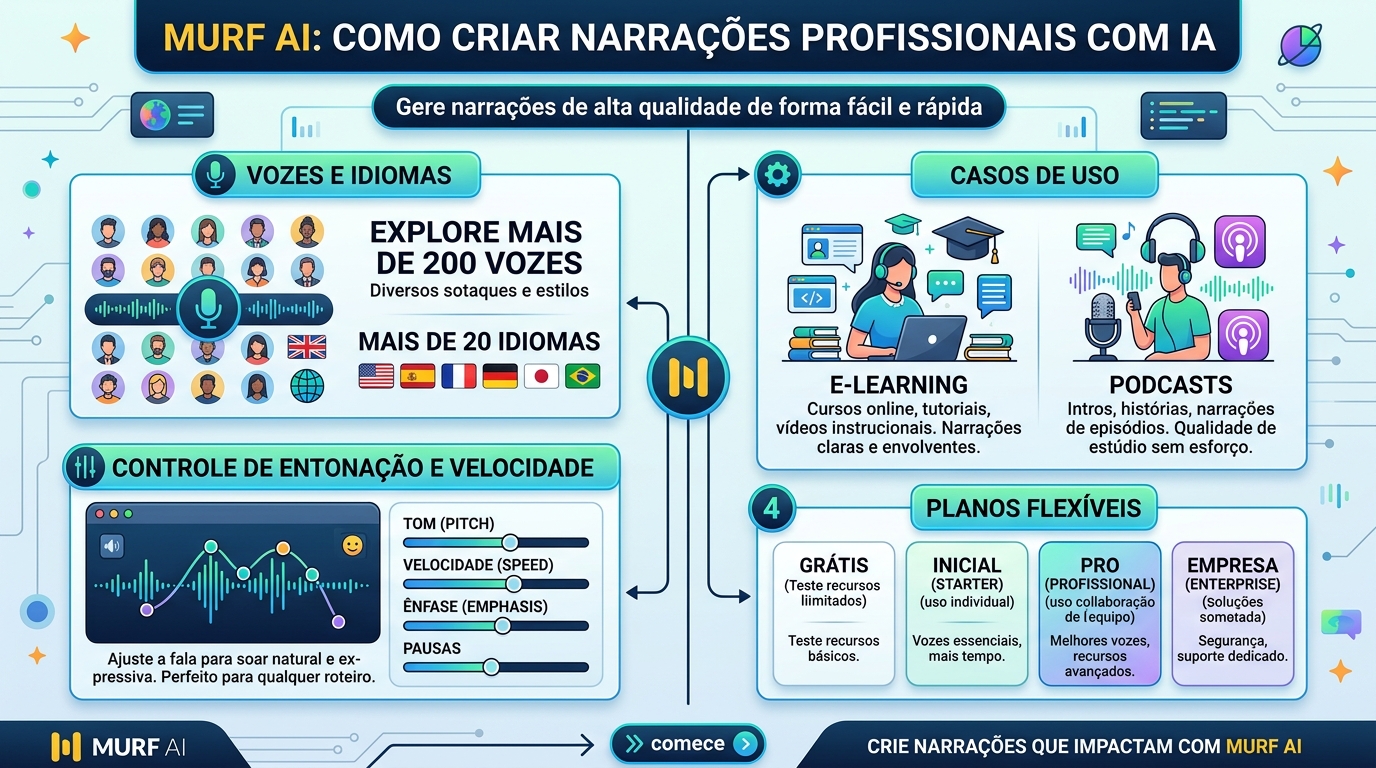 Infográfico Murf AI, passo a passo