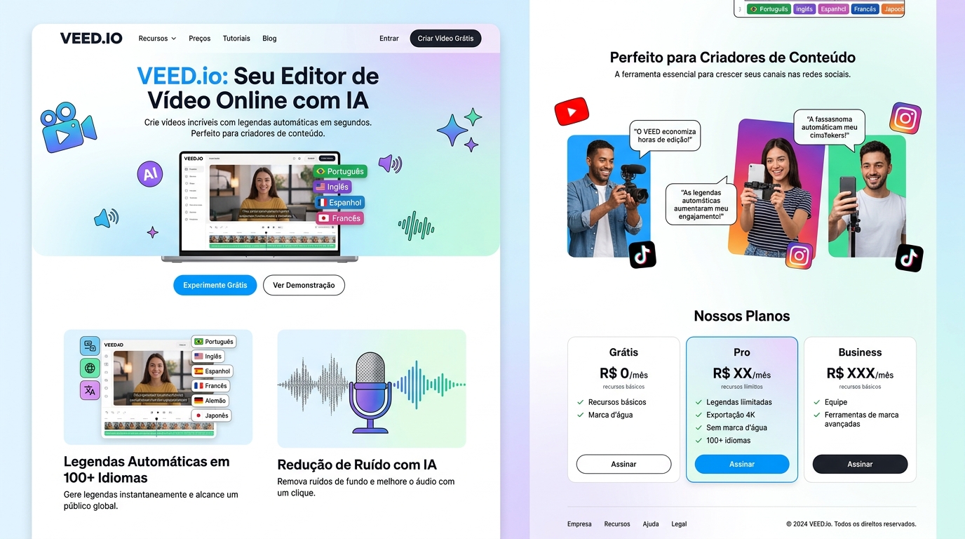Infográfico VEED.io, planos e comparativo