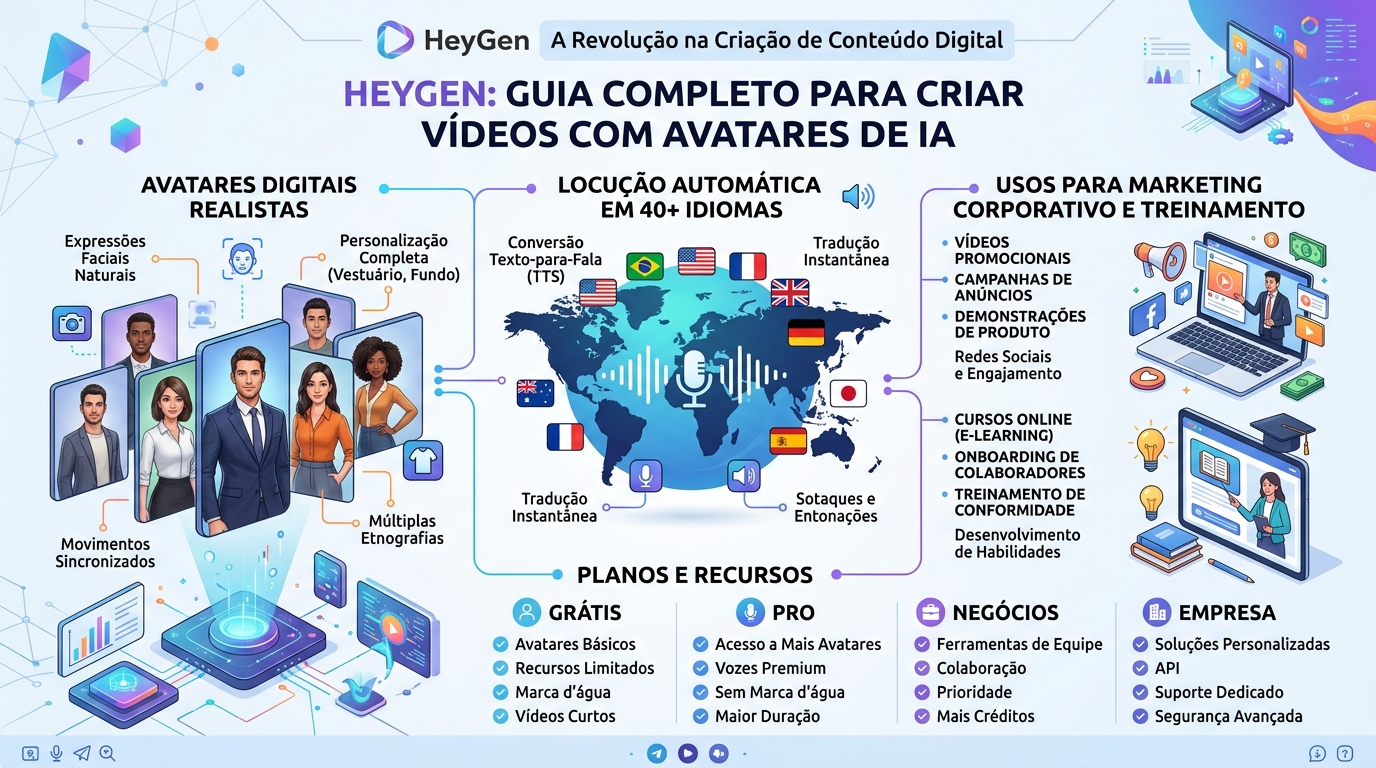 HeyGen, Interface de criação de vídeo com avatar IA